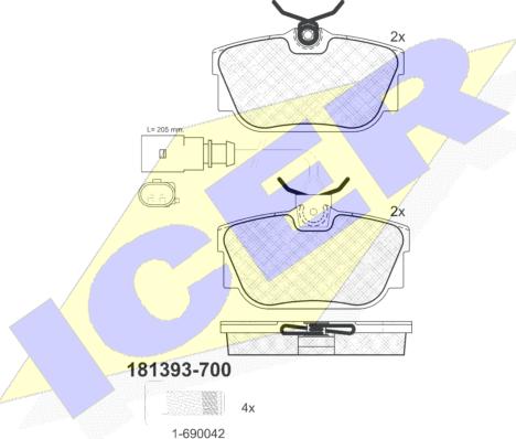 Icer 181393-700 - Kit de plaquettes de frein, frein à disque cwaw.fr