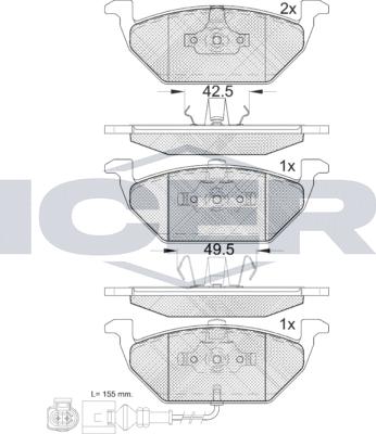 Icer 181349-071 - Kit de plaquettes de frein, frein à disque cwaw.fr