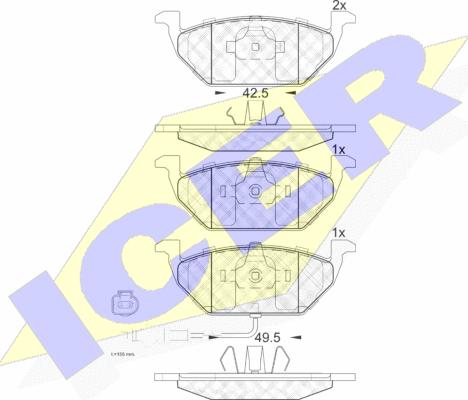 Icer 181349 - Kit de plaquettes de frein, frein à disque cwaw.fr