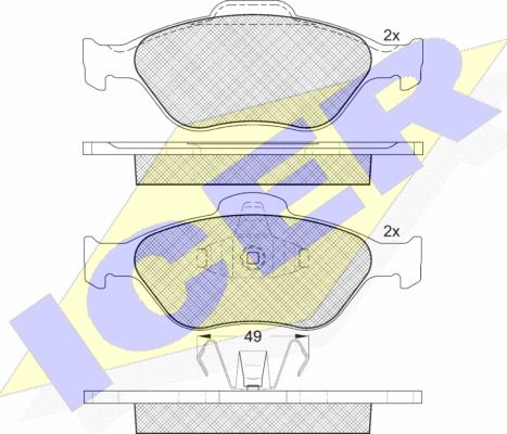 Icer 181343 - Kit de plaquettes de frein, frein à disque cwaw.fr