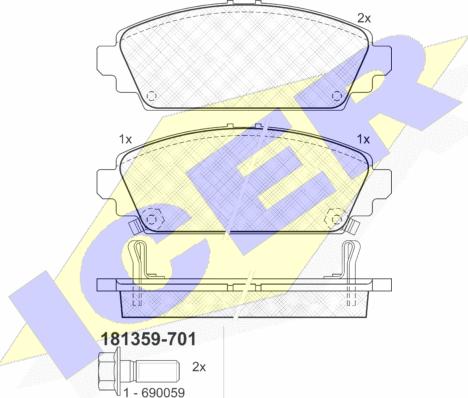 Icer 181359-701 - Kit de plaquettes de frein, frein à disque cwaw.fr