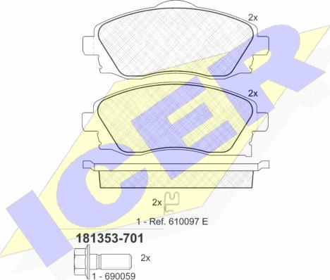 Icer 181353-701 - Kit de plaquettes de frein, frein à disque cwaw.fr