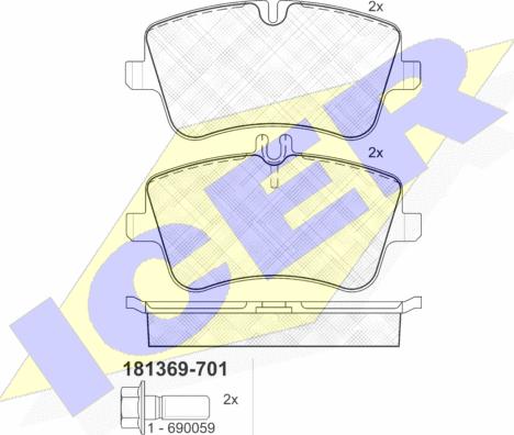 Icer 181369-701 - Kit de plaquettes de frein, frein à disque cwaw.fr