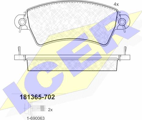 Icer 181365-702 - Kit de plaquettes de frein, frein à disque cwaw.fr