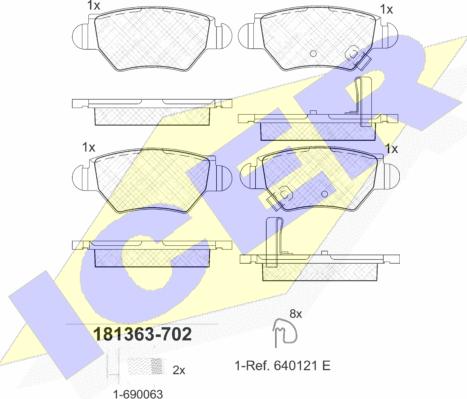 Icer 181363-702 - Kit de plaquettes de frein, frein à disque cwaw.fr