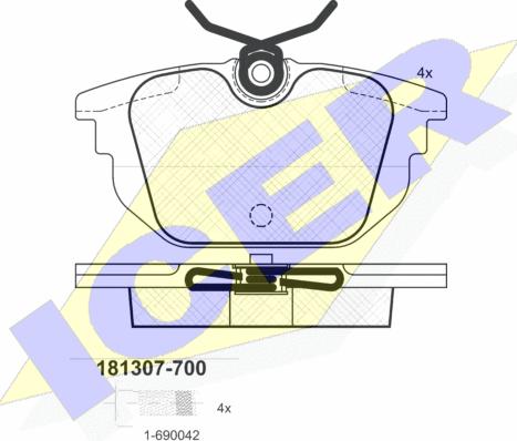 Icer 181307-700 - Kit de plaquettes de frein, frein à disque cwaw.fr