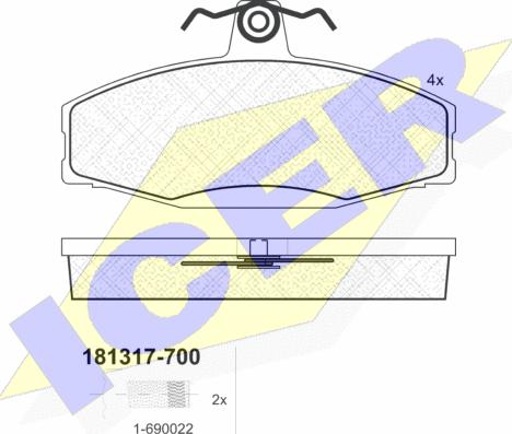 Icer 181317-700 - Kit de plaquettes de frein, frein à disque cwaw.fr