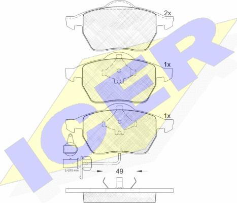 Icer 181384 - Kit de plaquettes de frein, frein à disque cwaw.fr