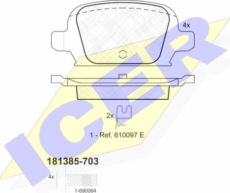 Icer 181385-703 - Kit de plaquettes de frein, frein à disque cwaw.fr