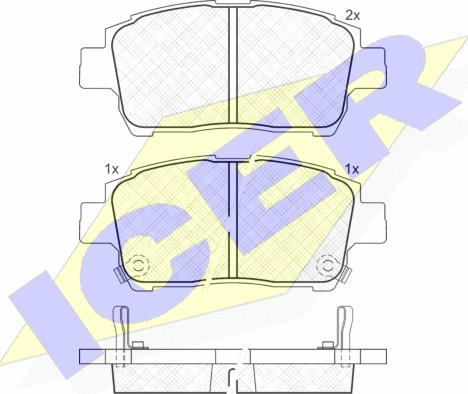 Icer 181386 - Kit de plaquettes de frein, frein à disque cwaw.fr