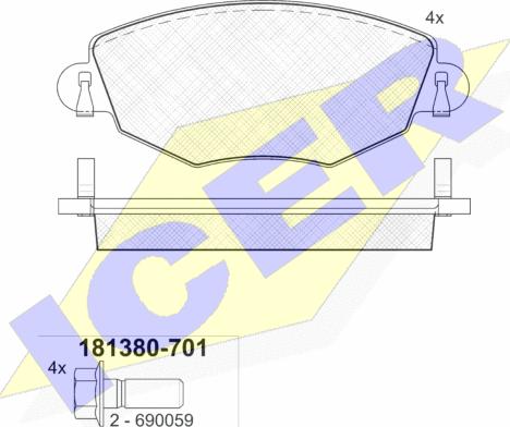 Icer 181380-701 - Kit de plaquettes de frein, frein à disque cwaw.fr