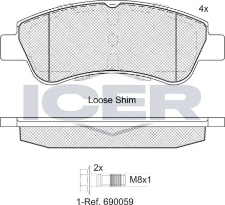 Icer 181388-402 - Kit de plaquettes de frein, frein à disque cwaw.fr