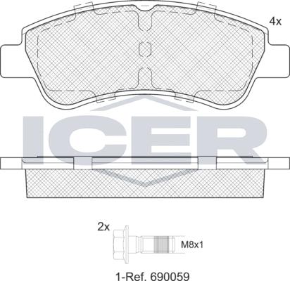 Icer 181388e1 - Kit de plaquettes de frein, frein à disque cwaw.fr