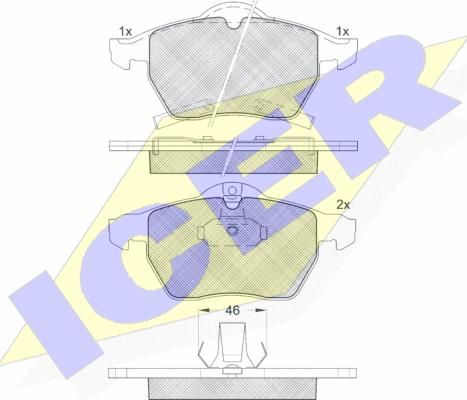 Icer 181383 - Kit de plaquettes de frein, frein à disque cwaw.fr