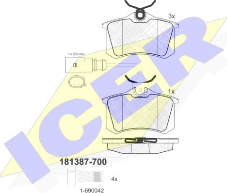 Icer 181387-700 - Kit de plaquettes de frein, frein à disque cwaw.fr