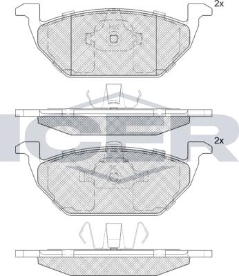 Icer 181338e1 - Kit de plaquettes de frein, frein à disque cwaw.fr