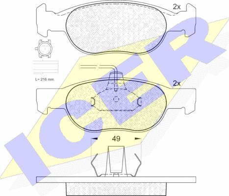 Icer 181376 - Kit de plaquettes de frein, frein à disque cwaw.fr