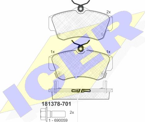 Icer 181378-701 - Kit de plaquettes de frein, frein à disque cwaw.fr