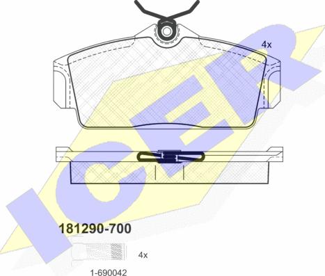 Icer 181290-700 - Kit de plaquettes de frein, frein à disque cwaw.fr