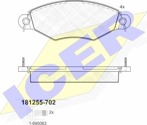 Icer 181255-702 - Kit de plaquettes de frein, frein à disque cwaw.fr