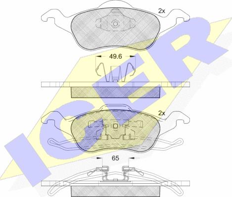 Icer 181264 - Kit de plaquettes de frein, frein à disque cwaw.fr