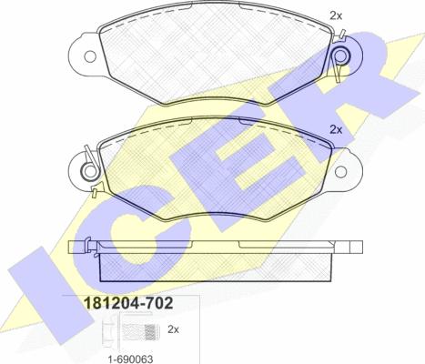 Icer 181204-702 - Kit de plaquettes de frein, frein à disque cwaw.fr