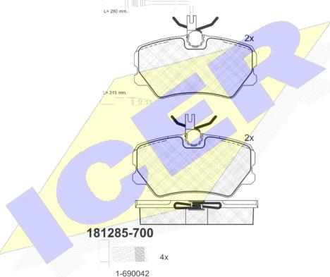 Icer 181285-700 - Kit de plaquettes de frein, frein à disque cwaw.fr