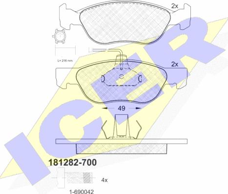 Icer 181282-700 - Kit de plaquettes de frein, frein à disque cwaw.fr