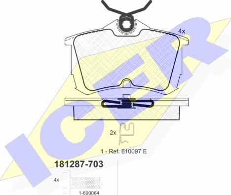 Icer 181287-703 - Kit de plaquettes de frein, frein à disque cwaw.fr