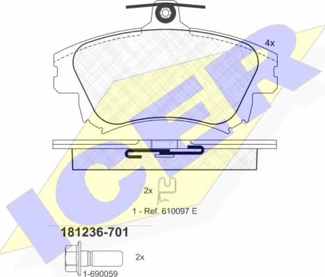 Icer 181236-701 - Kit de plaquettes de frein, frein à disque cwaw.fr