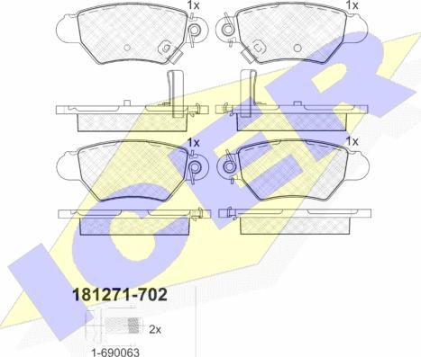 Icer 181271-702 - Kit de plaquettes de frein, frein à disque cwaw.fr