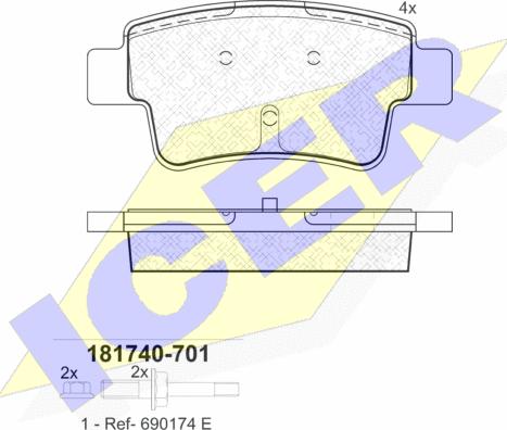 Icer 181740-701 - Kit de plaquettes de frein, frein à disque cwaw.fr