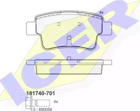 Icer 181740 - Kit de plaquettes de frein, frein à disque cwaw.fr