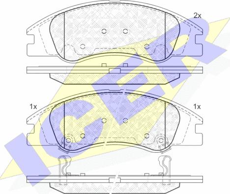 Icer 181708 - Kit de plaquettes de frein, frein à disque cwaw.fr