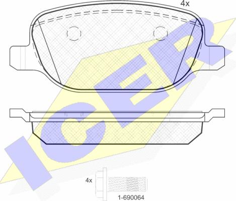 Icer 181780 - Kit de plaquettes de frein, frein à disque cwaw.fr