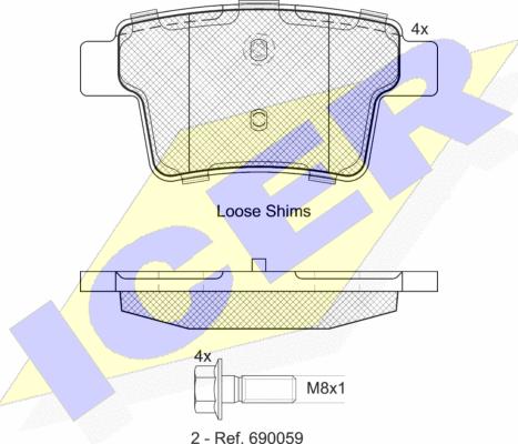 Icer 181722-701 - Kit de plaquettes de frein, frein à disque cwaw.fr