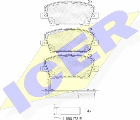 Icer 181773 - Kit de plaquettes de frein, frein à disque cwaw.fr