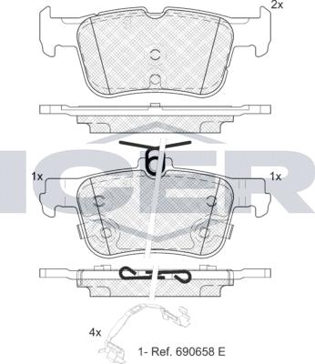 Icer 182493 - Kit de plaquettes de frein, frein à disque cwaw.fr