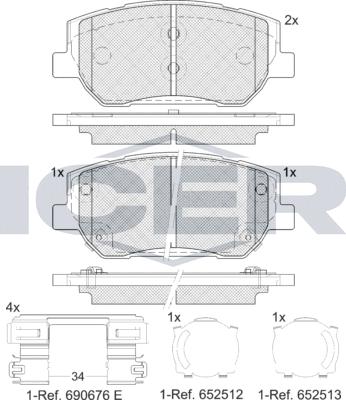 Icer 182441 - Kit de plaquettes de frein, frein à disque cwaw.fr