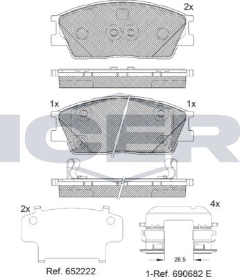 Icer 182414-203 - Kit de plaquettes de frein, frein à disque cwaw.fr