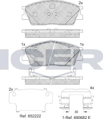 Icer 182414 - Kit de plaquettes de frein, frein à disque cwaw.fr