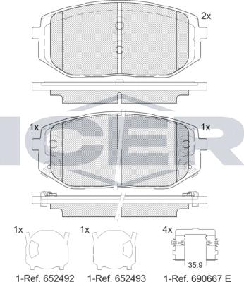 Icer 182429 - Kit de plaquettes de frein, frein à disque cwaw.fr