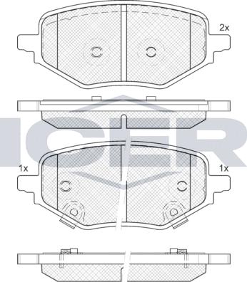 Icer 182476 - Kit de plaquettes de frein, frein à disque cwaw.fr