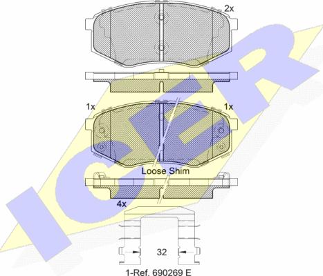 Icer 182094 - Kit de plaquettes de frein, frein à disque cwaw.fr