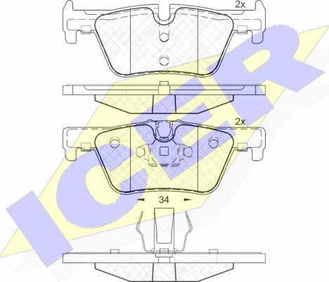 Icer 182049 - Kit de plaquettes de frein, frein à disque cwaw.fr