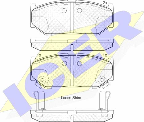 Icer 182045 - Kit de plaquettes de frein, frein à disque cwaw.fr