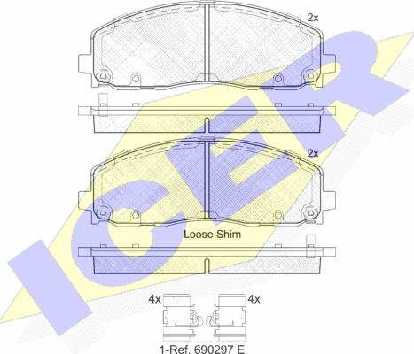 Icer 182054 - Kit de plaquettes de frein, frein à disque cwaw.fr