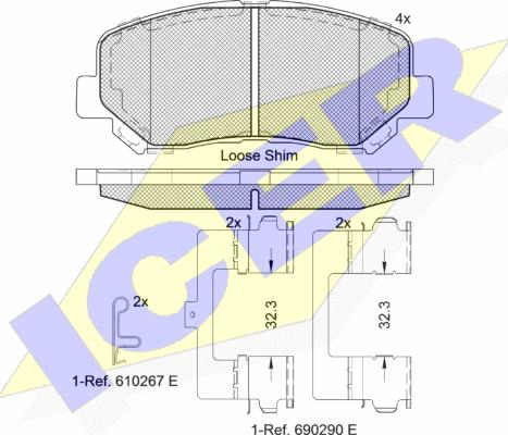 Icer 182055 - Kit de plaquettes de frein, frein à disque cwaw.fr