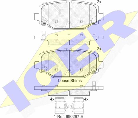 Icer 182053 - Kit de plaquettes de frein, frein à disque cwaw.fr