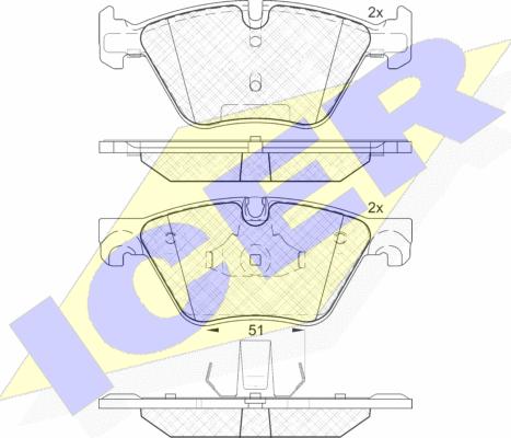 Icer 182002 - Kit de plaquettes de frein, frein à disque cwaw.fr